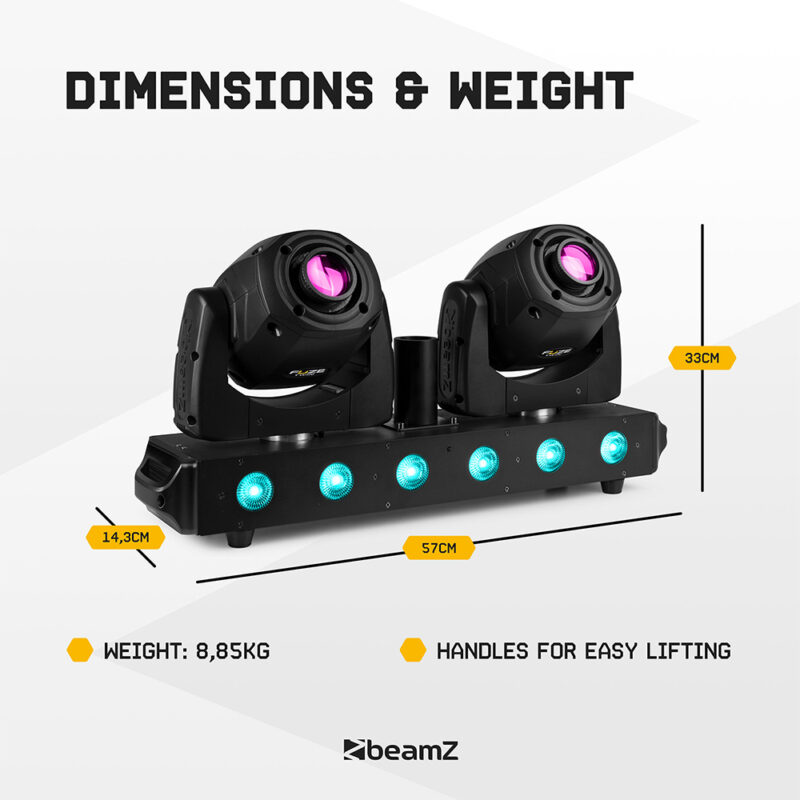 2x BeamZ Fuze Twin LED Moving Head Light Bar with Flight Case & Stand