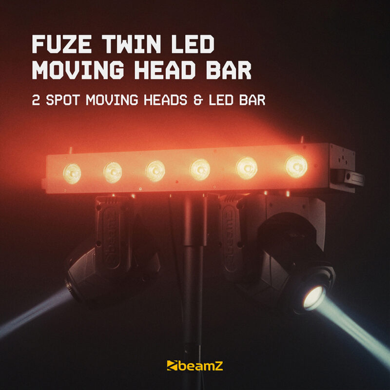2x BeamZ Fuze Twin LED Moving Head Light Bar with Flight Case & Stand