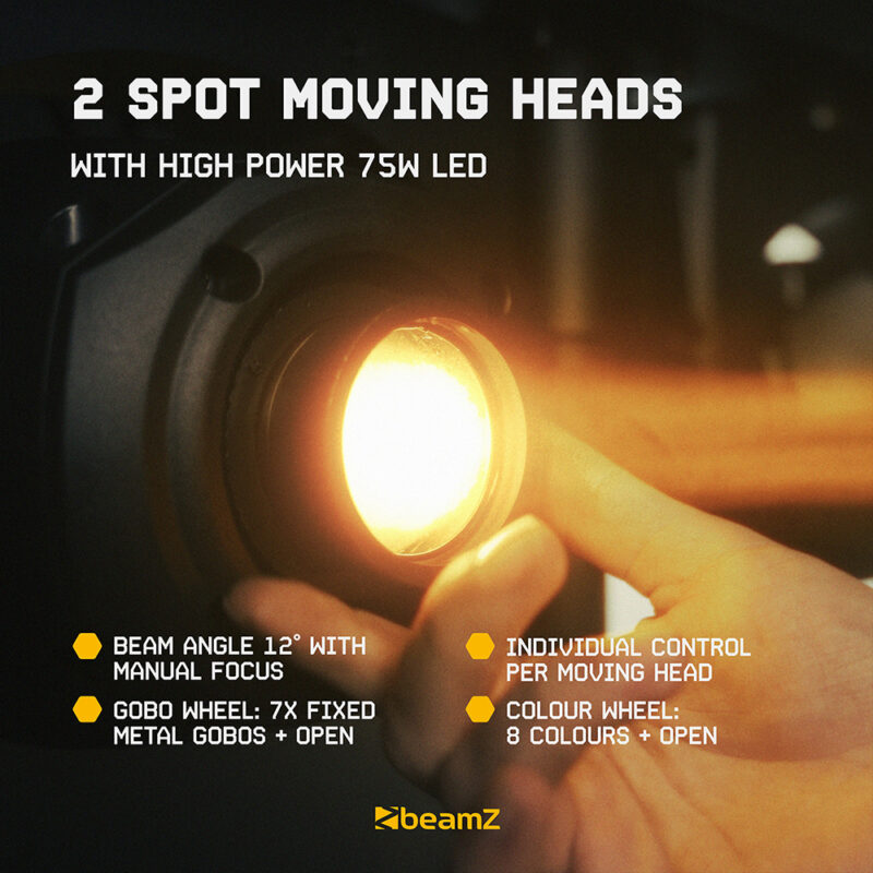 2x BeamZ Fuze Twin LED Moving Head Light Bar with Flight Case & Stand