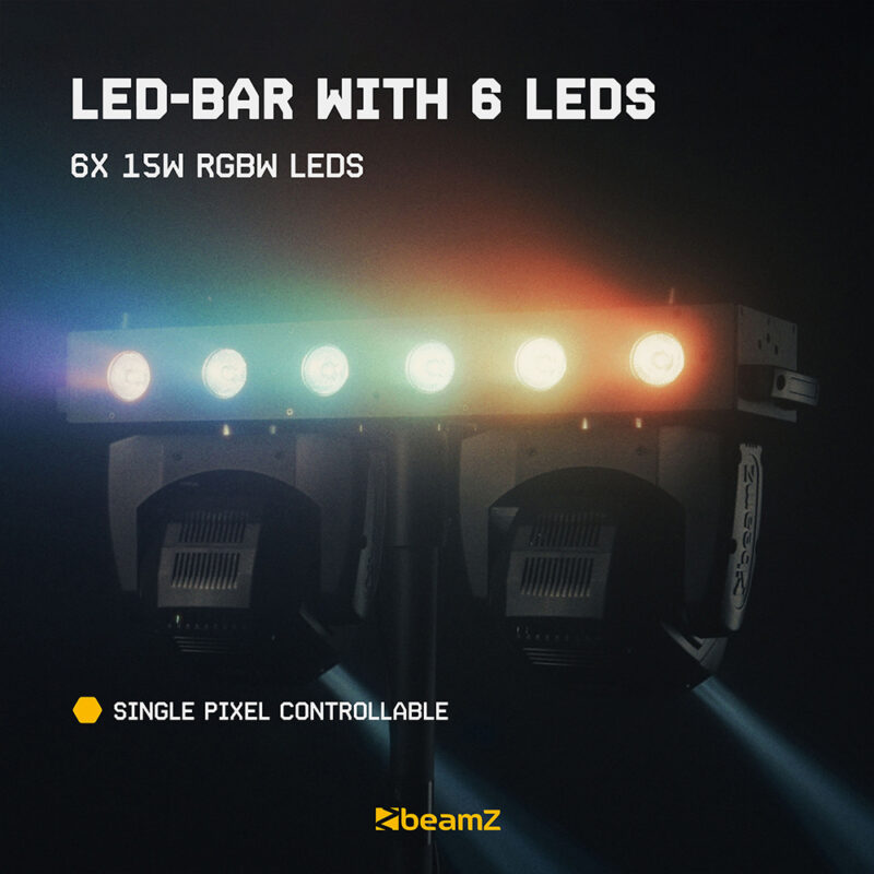 2x BeamZ Fuze Twin LED Moving Head Light Bar with Flight Case & Stand