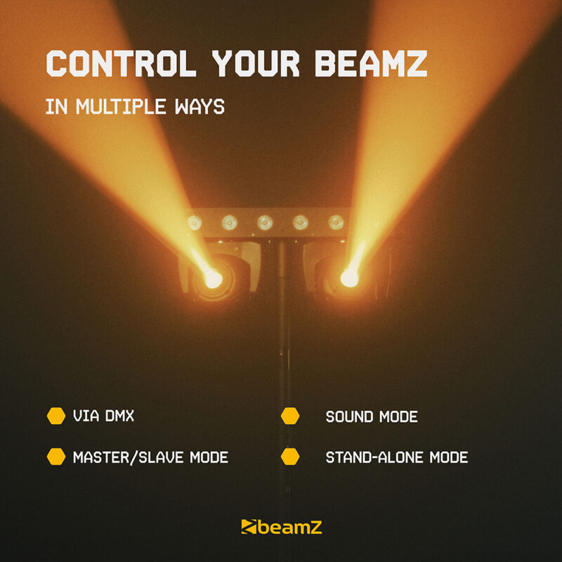 2x BeamZ Fuze Twin LED Moving Head Light Bar with Flight Case & Stand