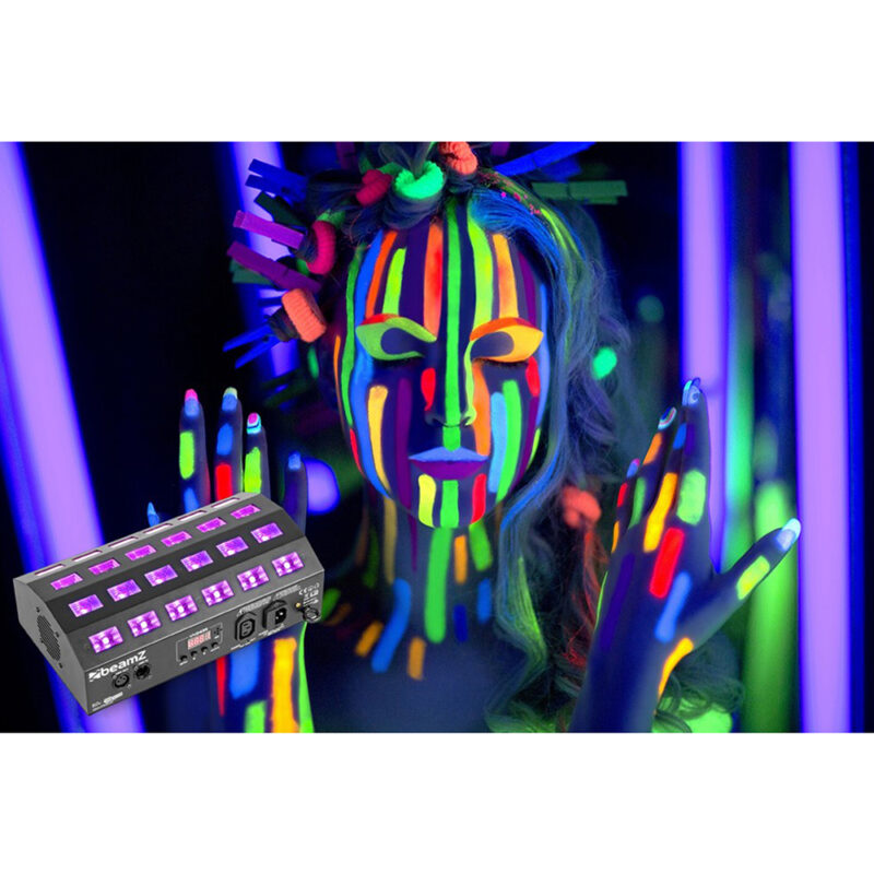 2x BeamZ BUV463 UV Panel Strobe Light & DMX Cable