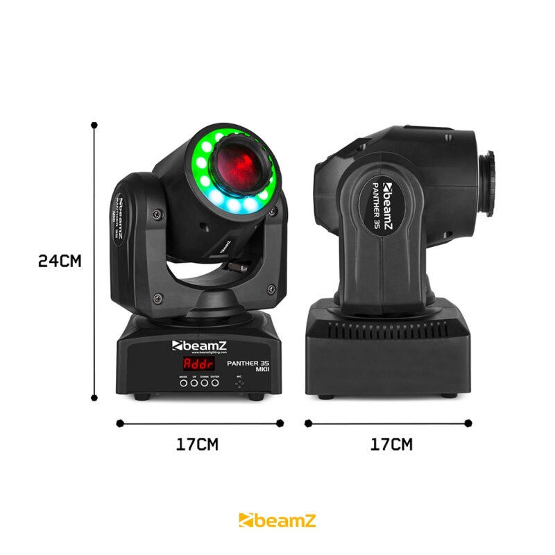 2x BeamZ Panther 35 LED Spot Moving Head with LED Ring & Case