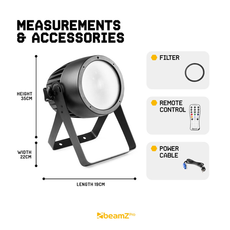4x BeamZ Pro COB150WW COB LED Par Can – 150W Warm White