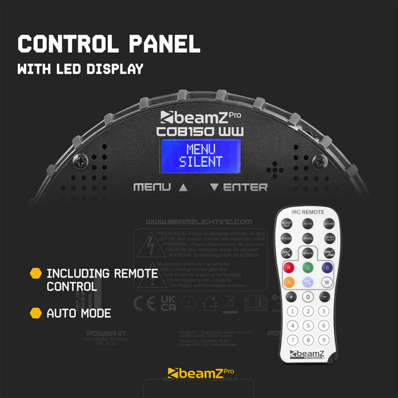 4x BeamZ Pro COB150WW COB LED Par Can – 150W Warm White