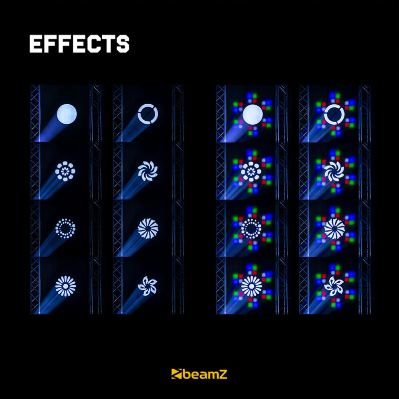 4x BeamZ Cobra 160 100W Moving Head Spot with 6x 10W B-Eye & Flightcase