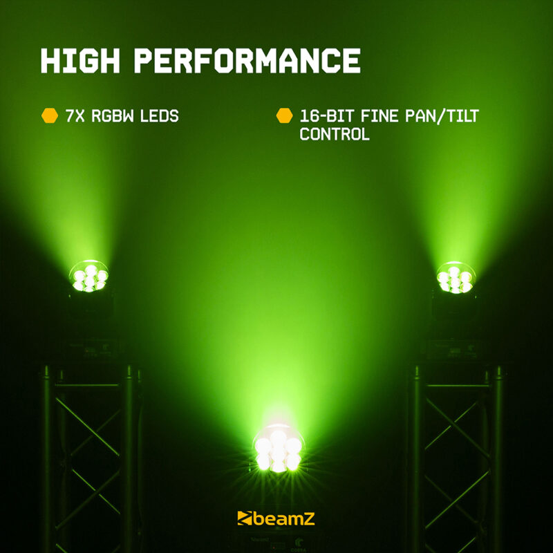 4x BeamZ Cobra 720 Moving Head Wash with Zoom & Flightcase