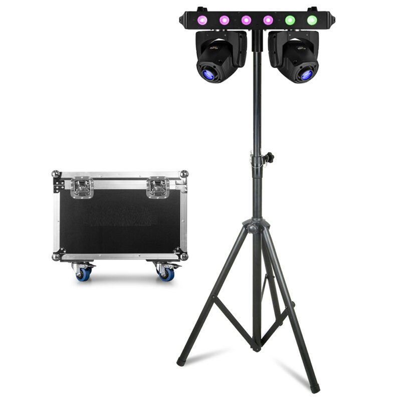 BeamZ Fuze Twin LED Moving Head Light Bar with Flight Case & Stand
