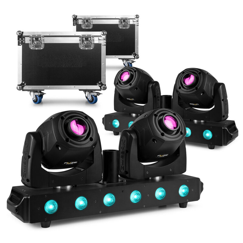 2x BeamZ Fuze Twin LED Moving Head Light Bar with Flight Case