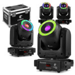 4x BeamZ Cobra 100R Moving Head Spot with LED Ring with Flight Case