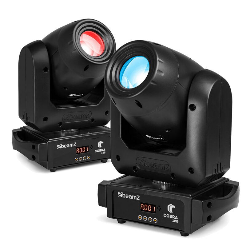 2x BeamZ Cobra 100 LED Moving Head Spot with Prism