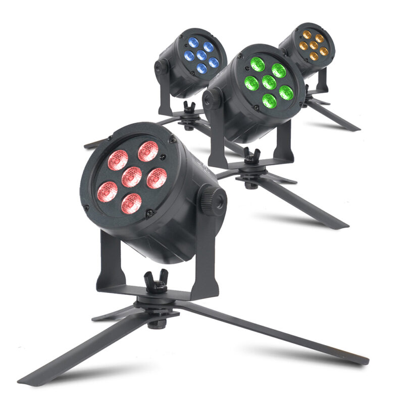 4x BeamZ SlimPar30 LED Par Can Light Package with Floor Stands