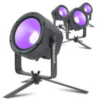 4x BeamZ COB30UV UV LED Par Can Cannons with Floor Stands