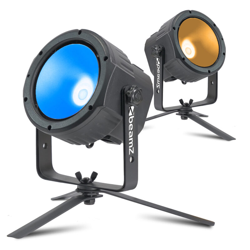 2x BeamZ COB30RGB LED Flat PAR Can Light with Floor Stands