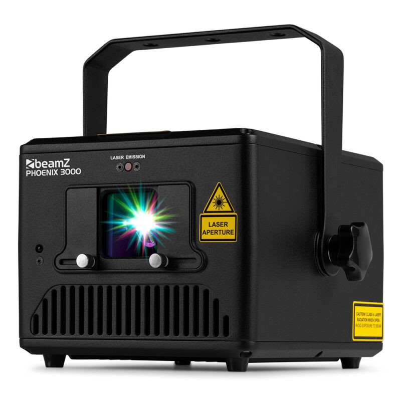 BeamZ Phoenix 3000 Analog Animation Laser Projector – 3W Full-Colour RGB