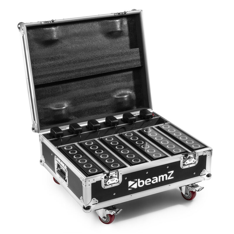 6x BeamZ BBB612 Wireless Battery Powered Uplighter Bars & Flightcase