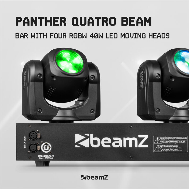 2x BeamZ Panther Quatro LED Moving Head Beam Bars with Flight Case