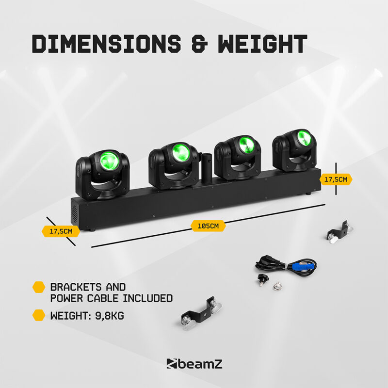 2x BeamZ Panther Quatro LED Moving Head Beam Bars with Flight Case