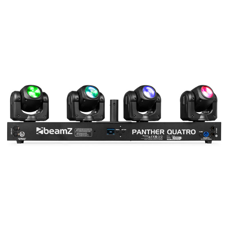 2x BeamZ Panther Quatro LED Moving Head Beam Bars with Flight Case