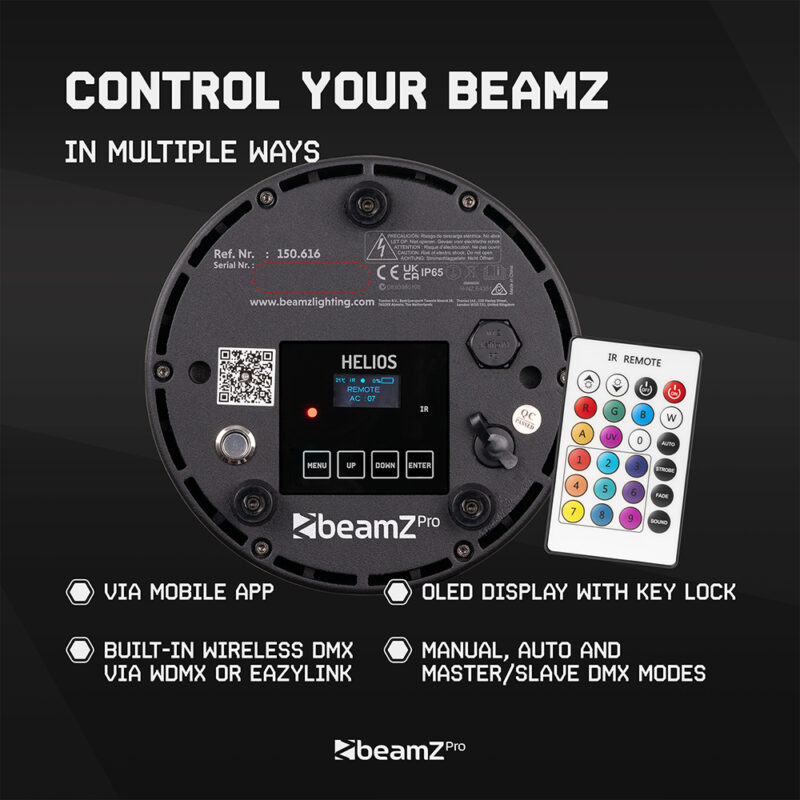 8x BeamZ Pro Helios Multifunctional Outdoor Wireless Battery Uplighters