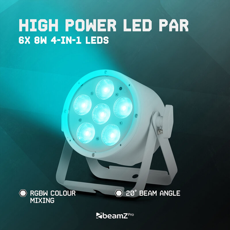 BeamZ ProPar BAC322W LED Par Can Light – 6x 10w White