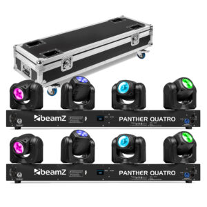 2x BeamZ Panther Quatro LED Moving Head Beam Bars with Flight Case