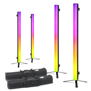 4x BeamZ Zeus Battery LED Tube Light Bar with Wireless DMX & Soft Cases