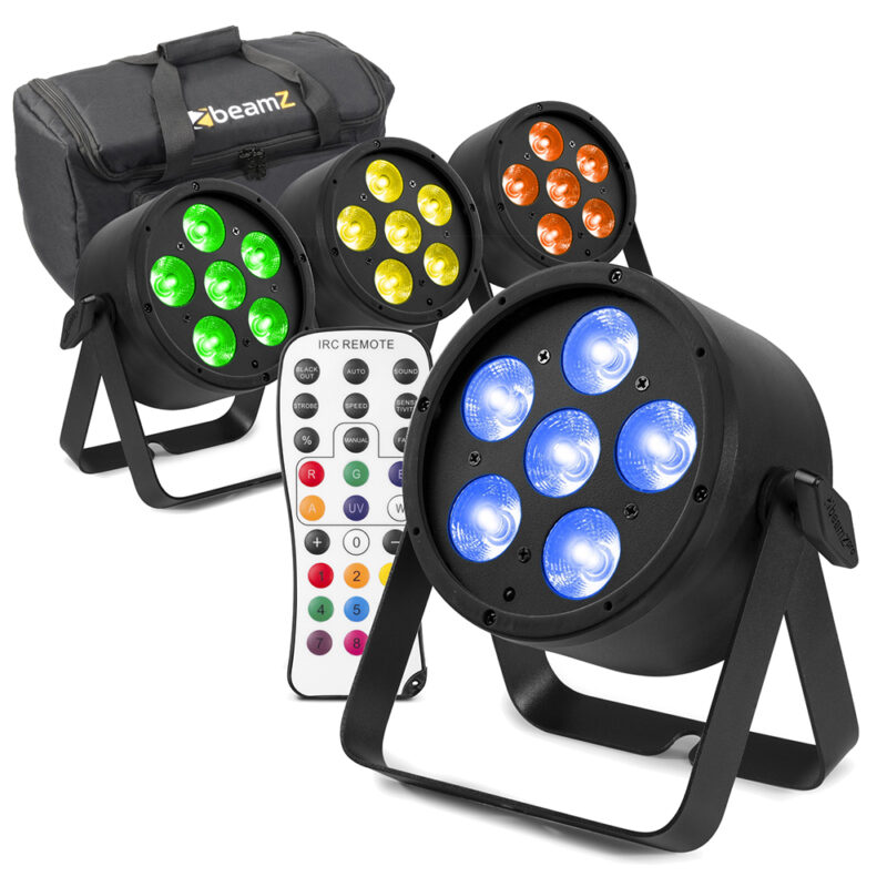 4x BeamZ Pro BAC320 Aluminium LED Par Can Light with AC-120 Soft Case