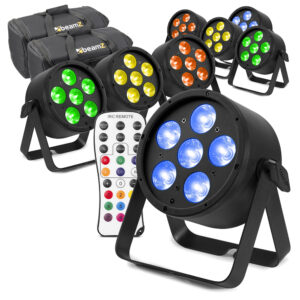 8x BeamZ Pro BAC320 Aluminium LED Par Can Light with AC-120 Soft Cases