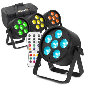 8x BeamZ Pro BAC322 Aluminium LED Par Can Light & AC-120 Soft Cases