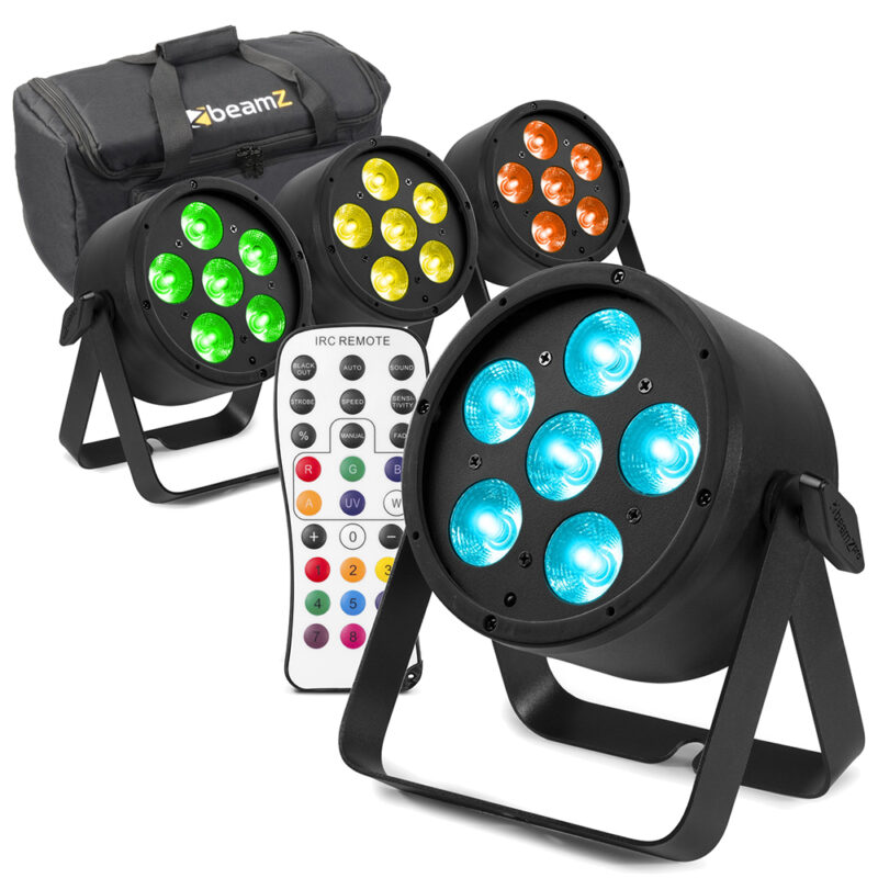 4x BeamZ Pro BAC322 Aluminium LED Par Can Light & AC-120 Soft Case
