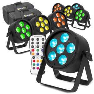 8x BeamZ Pro BAC322 Aluminium LED Par Can Light & AC-120 Soft Cases