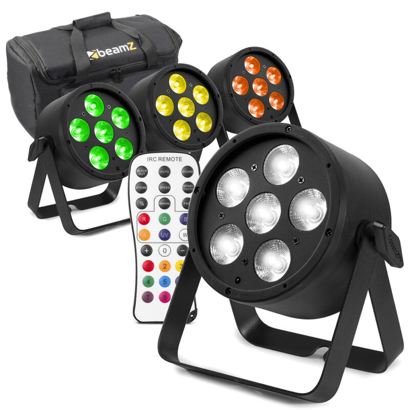 4x BeamZ Pro BAC324 Aluminium LED Par Can Light & AC-120 Soft Case