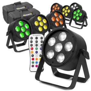 8x BeamZ Pro BAC324 Aluminium LED Par Can Light & AC-120 Soft Cases