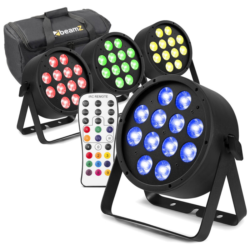 4x BeamZ Pro BAC330 Aluminium LED Par Can Light with AC-120 Soft Case