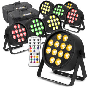 8x BeamZ Pro BAC3232 Aluminium LED Par Can Light & AC-120 Soft Cases