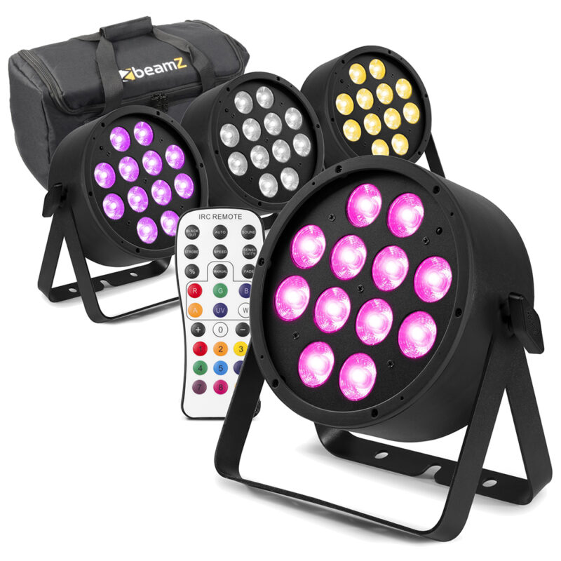 4x BeamZ Pro BAC334 Aluminium LED Par Can Light & AC-120 Soft Case