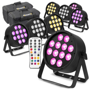 8x BeamZ Pro BAC334 Aluminium LED Par Can Light & AC-120 Soft Cases