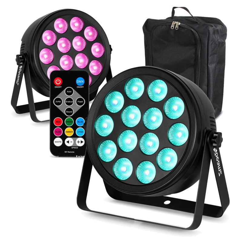 2x BeamZ BCC145 LED Flat Par Can Wash Light with Gearsak