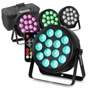 4x BeamZ BCC145 LED Flat Par Can Wash Light with AC-120 Soft Case