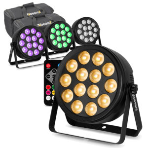 4x BeamZ BCC165 LED Flat Par Can Wash Light with AC-120 Soft Case
