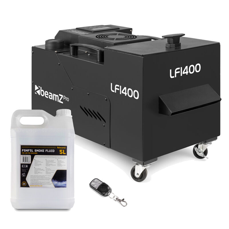 BeamZ Pro LF1400 Low Fog Machine with Ultrasonic Agitator & 5L Fluid