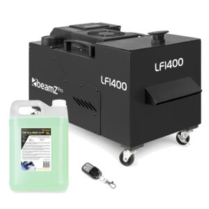 BeamZ Pro LF1400 Low Fog Machine with Ultrasonic Agitator & 20L Fluid