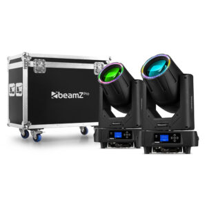 2x BeamZ Pro Nereid380B Outdoor Moving Head Lights & Flight Case