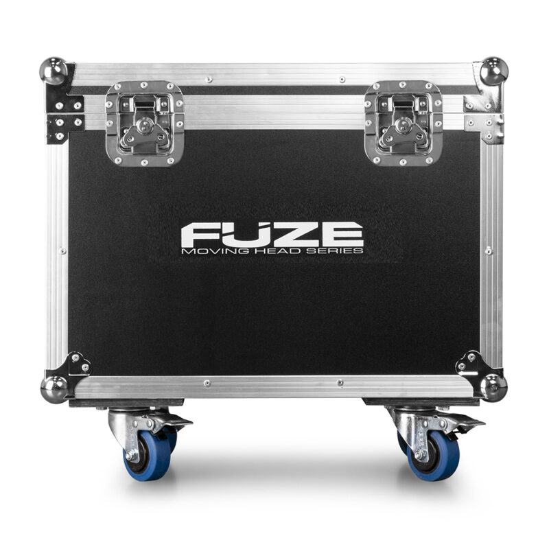 2x BeamZ Fuze Twin Moving Head Spot Light with LED T-Bar & Flightcase