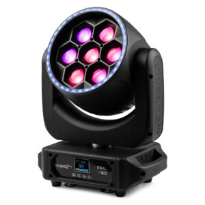 2x BeamZ Pro MHL760 Bee Eye Moving Head Wash Light & Flightcase