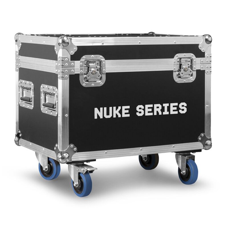 2x BeamZ NUKE2 LED Strobe & Beam Waterproof Wash Light with Flight Case
