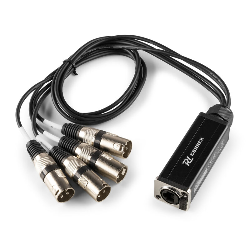 PD Connex 4x 3-Pin XLR to Ethernet RJ45 Audio Snake Cable – 0.7m, Male