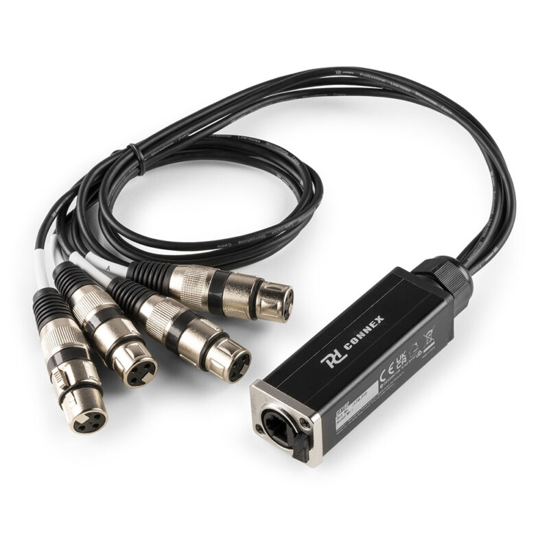 PD Connex 4x 3-Pin XLR to Ethernet RJ45 Audio Snake Cable – 0.7m, Female