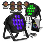 8x BeamZ PRO BWA534 Weatherproof LED Par Can Light with DMX Wall Controller